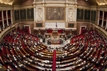 Hémicycle de l’Assemblée nationale en séance, lors d’un débat parlementaire